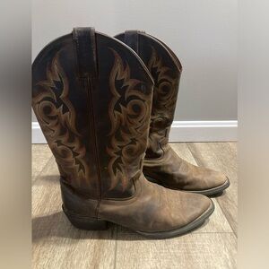 Justin stampede huck brown medium round toe western work boots